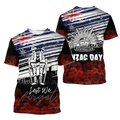 Anzac day Lest we forget Soldier 3D print shirts