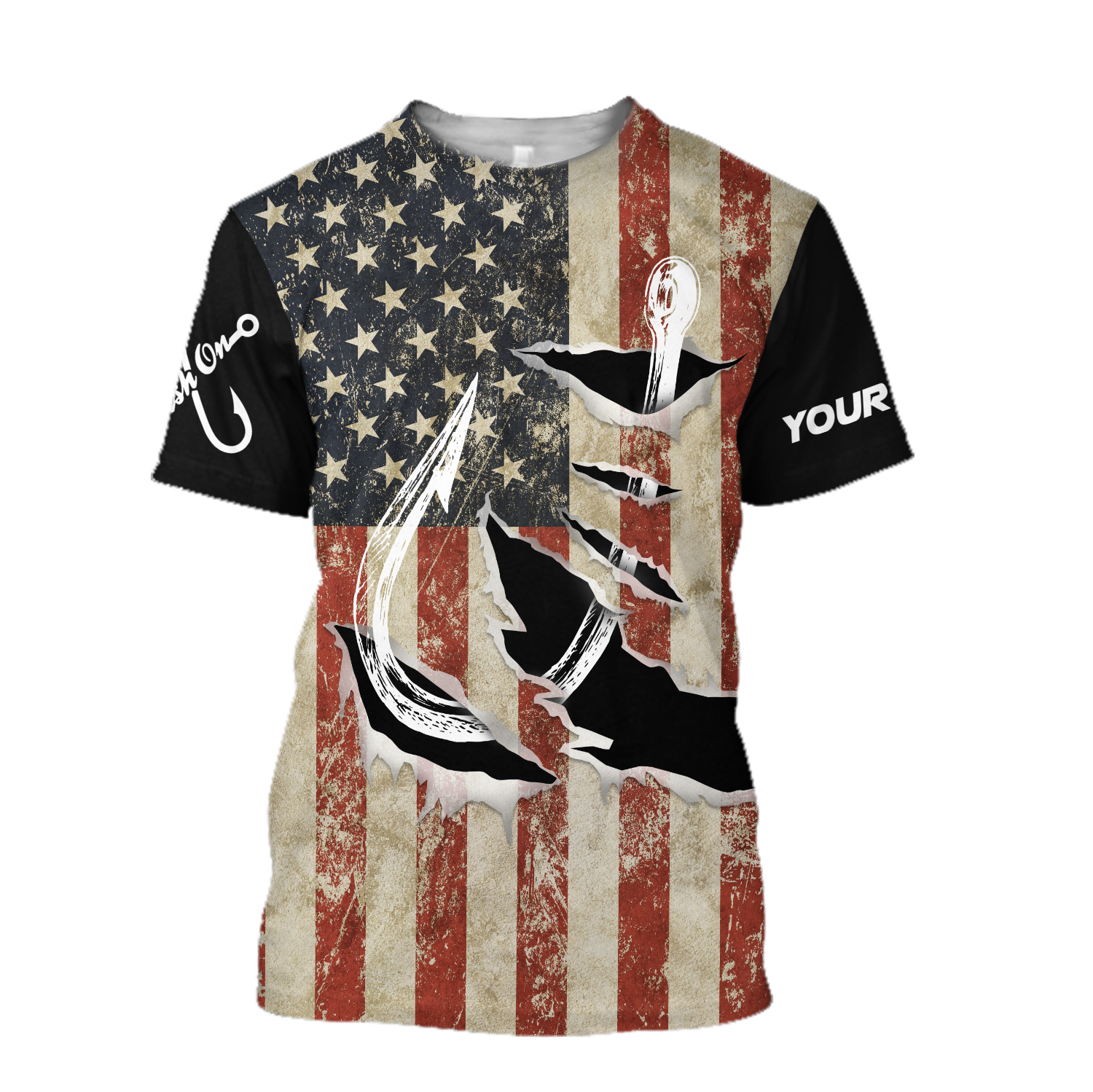 Custom name Hooked on fishing America design 3d print shirts