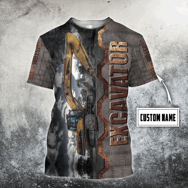 Persionalized Excavator 3D All Over Printed Unisex Shirts