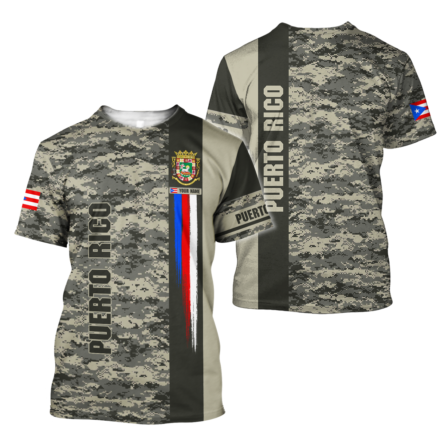 Customize Name Puerto Rico 3D All Over Printed Unisex Shirts