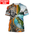 Bass Fishing Line Orange Camo Custom name fishing shirts for men and women