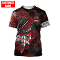 Customized name Native American Chief Skull MMIW Red Hand 3D All Over Printed Shirts