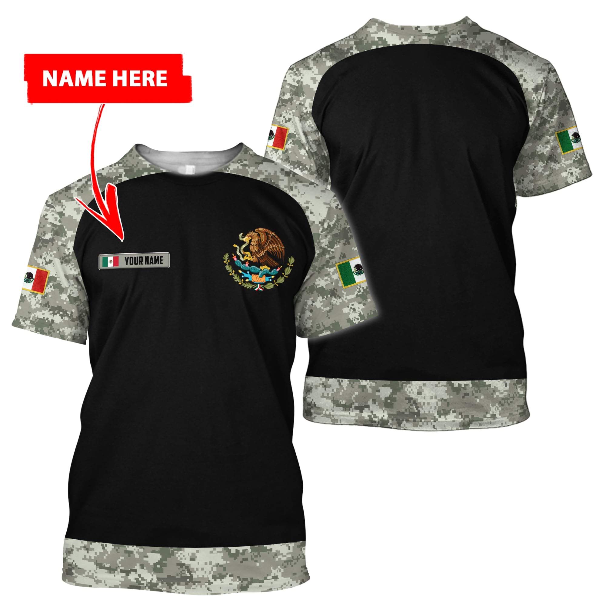 Mexico Coat Of Arms no03 Personalized Name 3D Unisex Hoodie