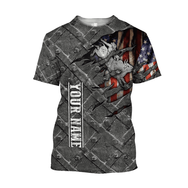 Personalized Name Bull Riding 3D All Over Printed Unisex Shirts American Bull Rider