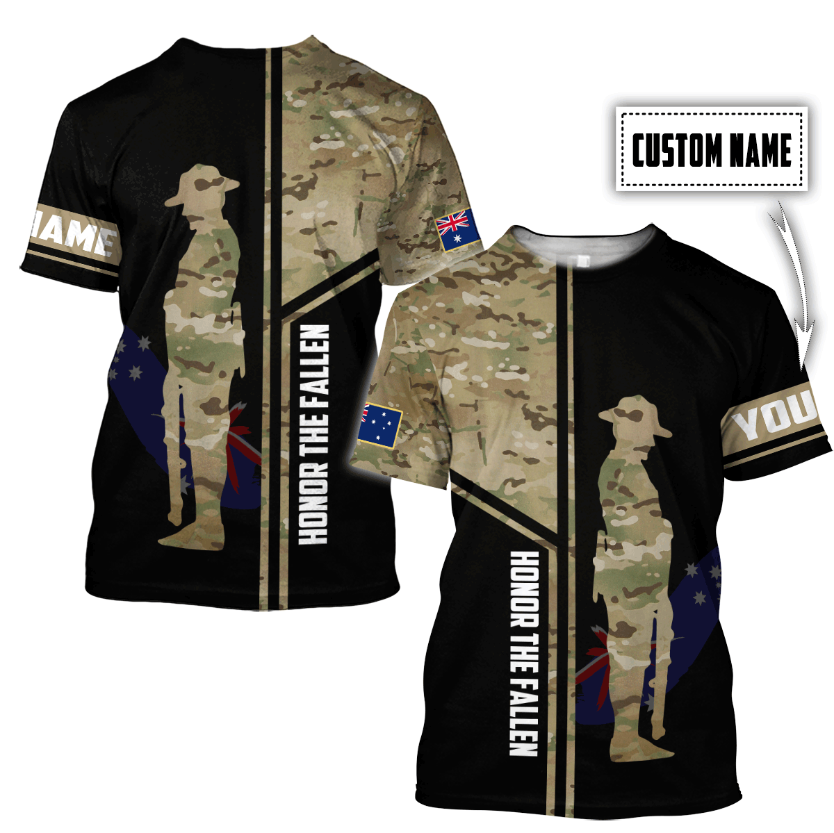 Custom name Australia Army Camo 3D Design print shirts ver.2