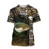 Custom name Catfish Fishing water camo 3D print shirts