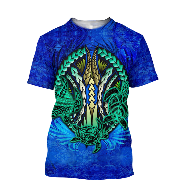 Premium Three Blue Turtles 3D All Over Printed Unisex Shirts