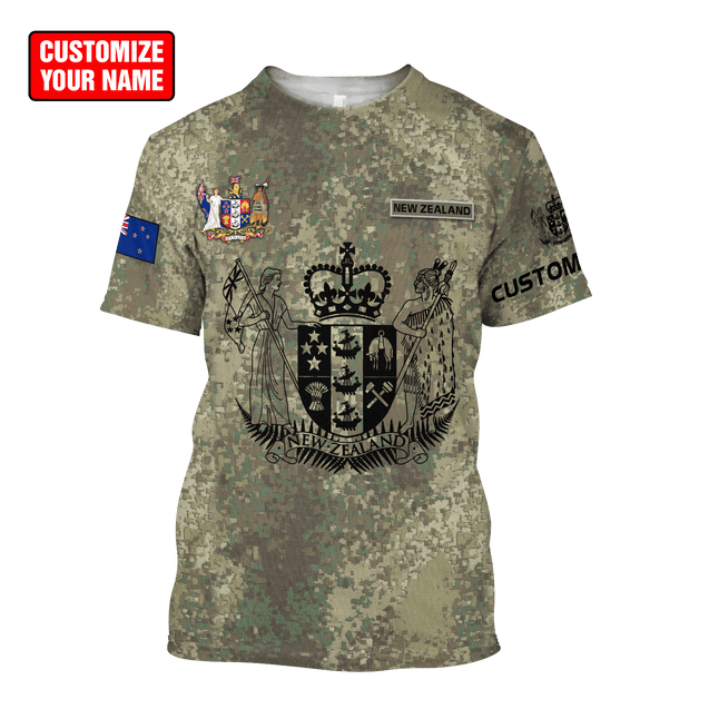 Custom Name New Zealand Aotearoa Coat Of Arm Army 3D All Over Printed Unisex Shirts