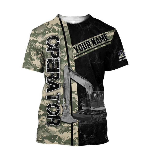 Premium Personalized 3D Printed Camo Excavator Operator Shirts MEI