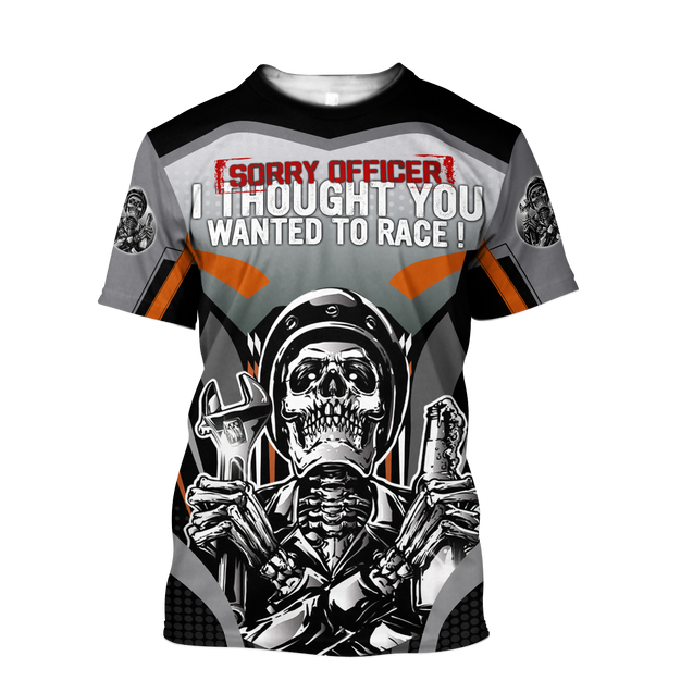 Customize Name Motorcycle Racing 3D All Over Printed Unisex Shirts Skull Rider