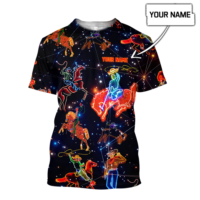 Personalized Name Rodeo 3D All Over Printed Unisex Shirts Galaxy Pattern