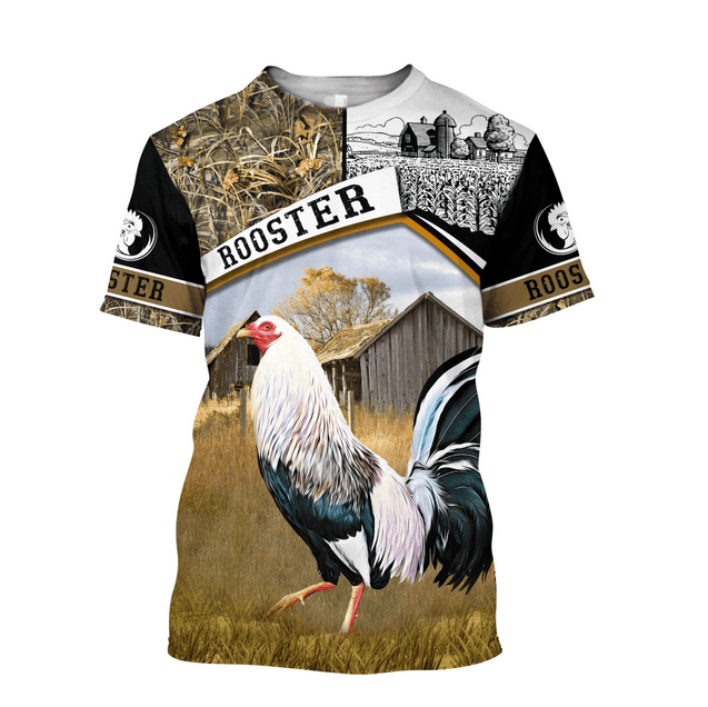 Rooster 3D All Over Printed Unisex Deluxe Hoodie ML