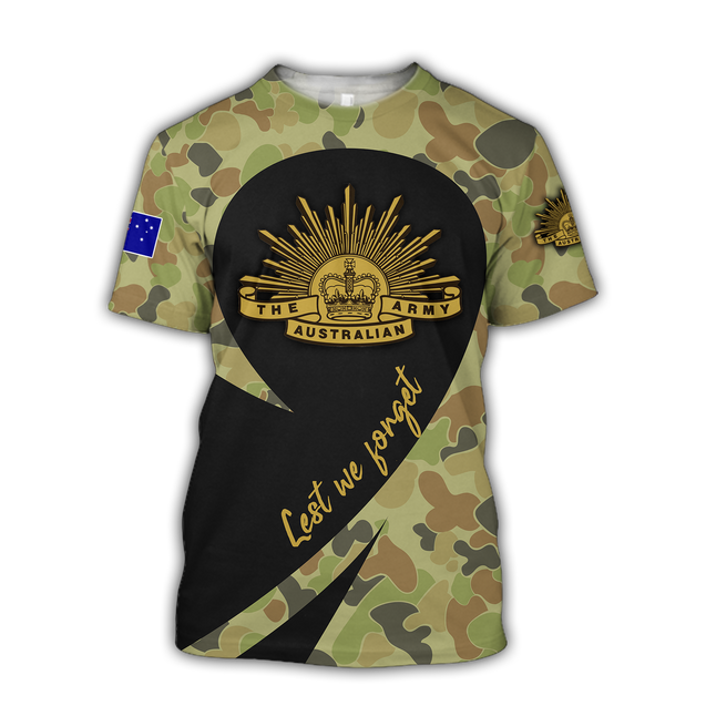 Anzac Day Lest We Forget Australian Army Camo 3D Printed Unisex Shirts TN