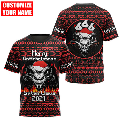 Customize Name Skull Satanic 3D All Over Printed Unisex Shirts