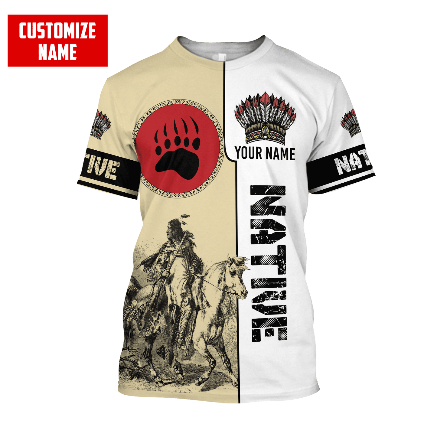 Customized Name Native American 3D All Over Printed Unisex Shirts