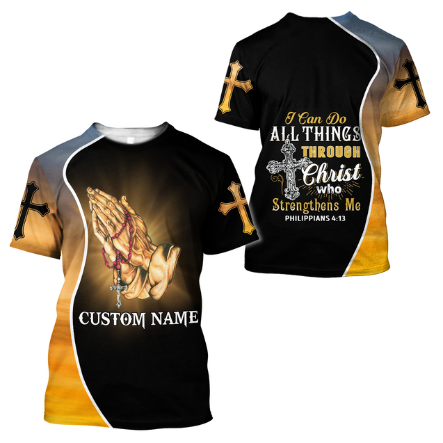 Premium Christian Jesus Personalized Name 3D All Over Printed Unisex Shirts