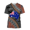 Custom name Australian Flag Aboriginal dots Zip pattern 3D printed shirts