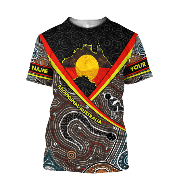 Custom name Proud to be aboriginal Totem Brown 3D design printed Combo T-Shirt BoardShorts