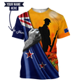 Lest we forget Custom name New Zealand Veteran 3D print shirt