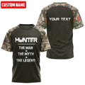 Customized Name Hunting Legend 3D All Over Printed Unisex Shirts