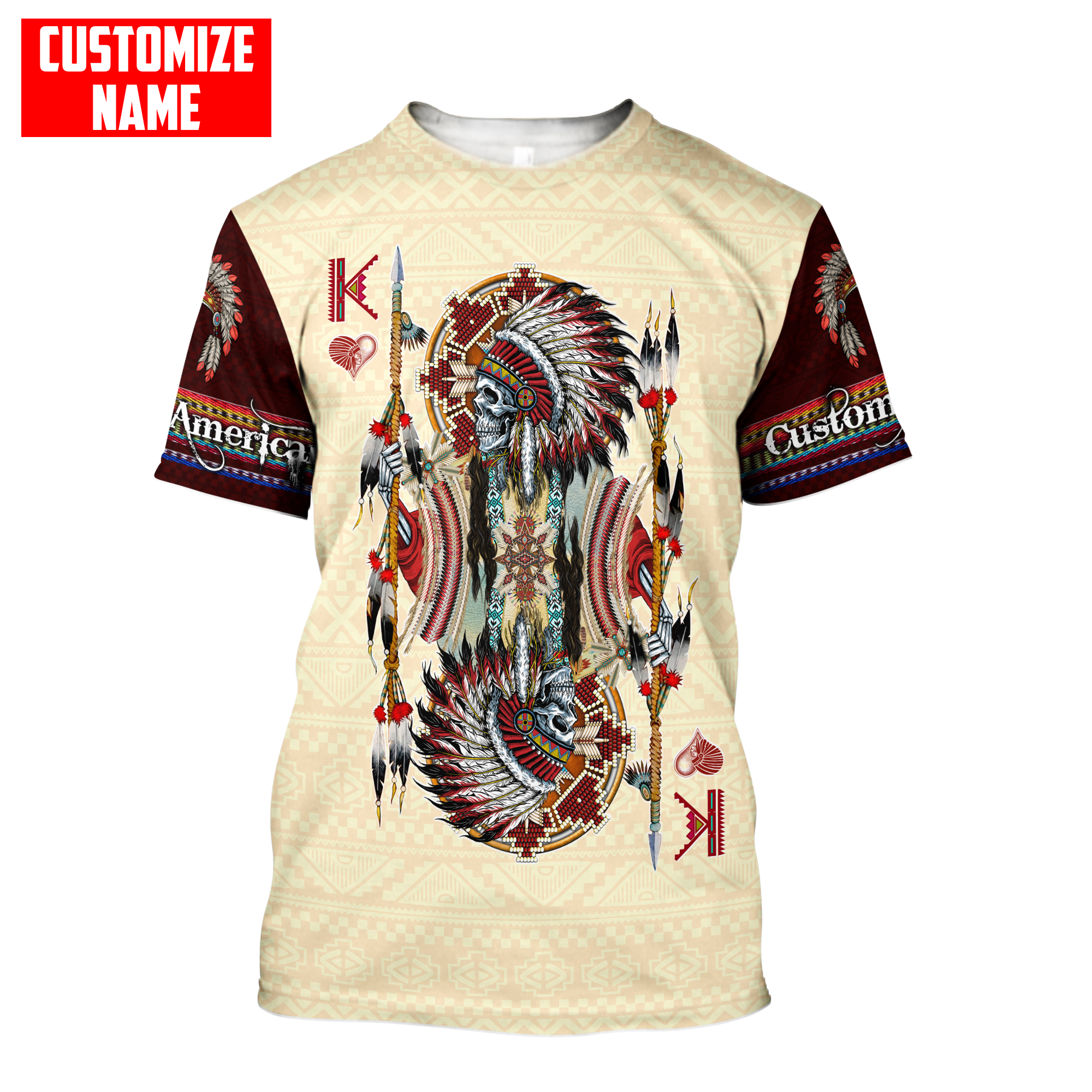Customized name Native American 3D All Over Printed Unisex Shirts