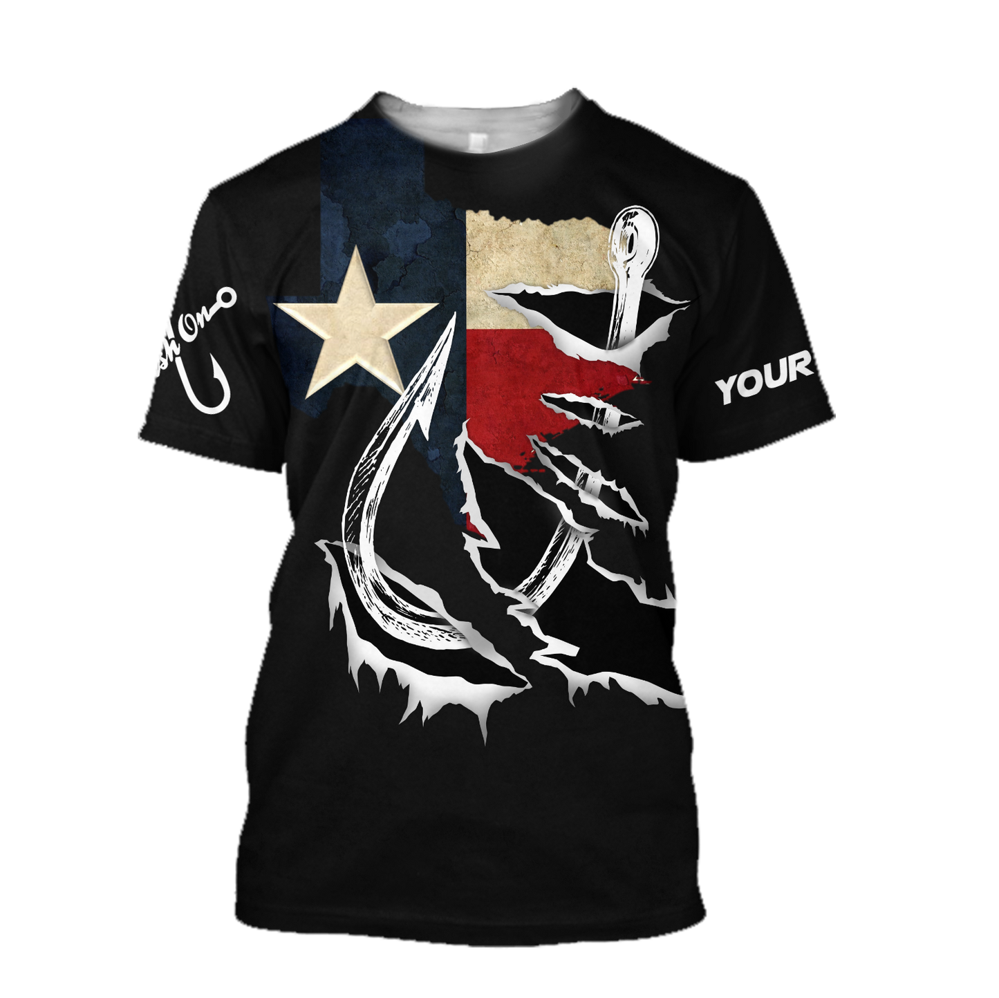 Custom name Hooked on fishing Texas design 3d print shirts