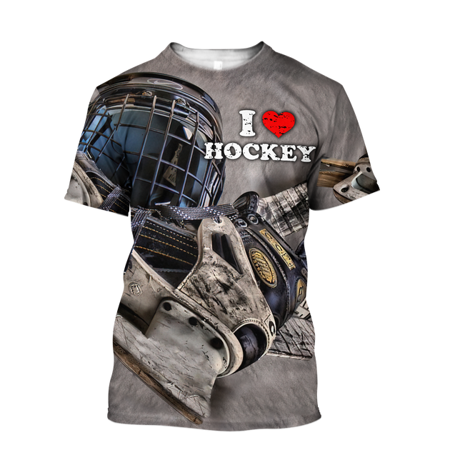 3D All Over Printed I Love Hockey  Unisex Shirts