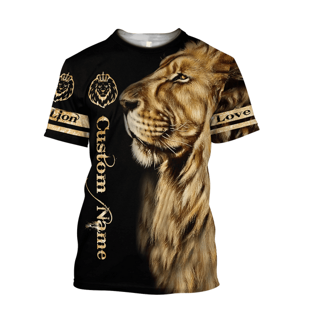 Customize Name Love Lion 3D All Over Printed Unisex Shirt