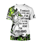 Custom name In my head I'm fishing Bass fishing Tattoo 3D print shirts