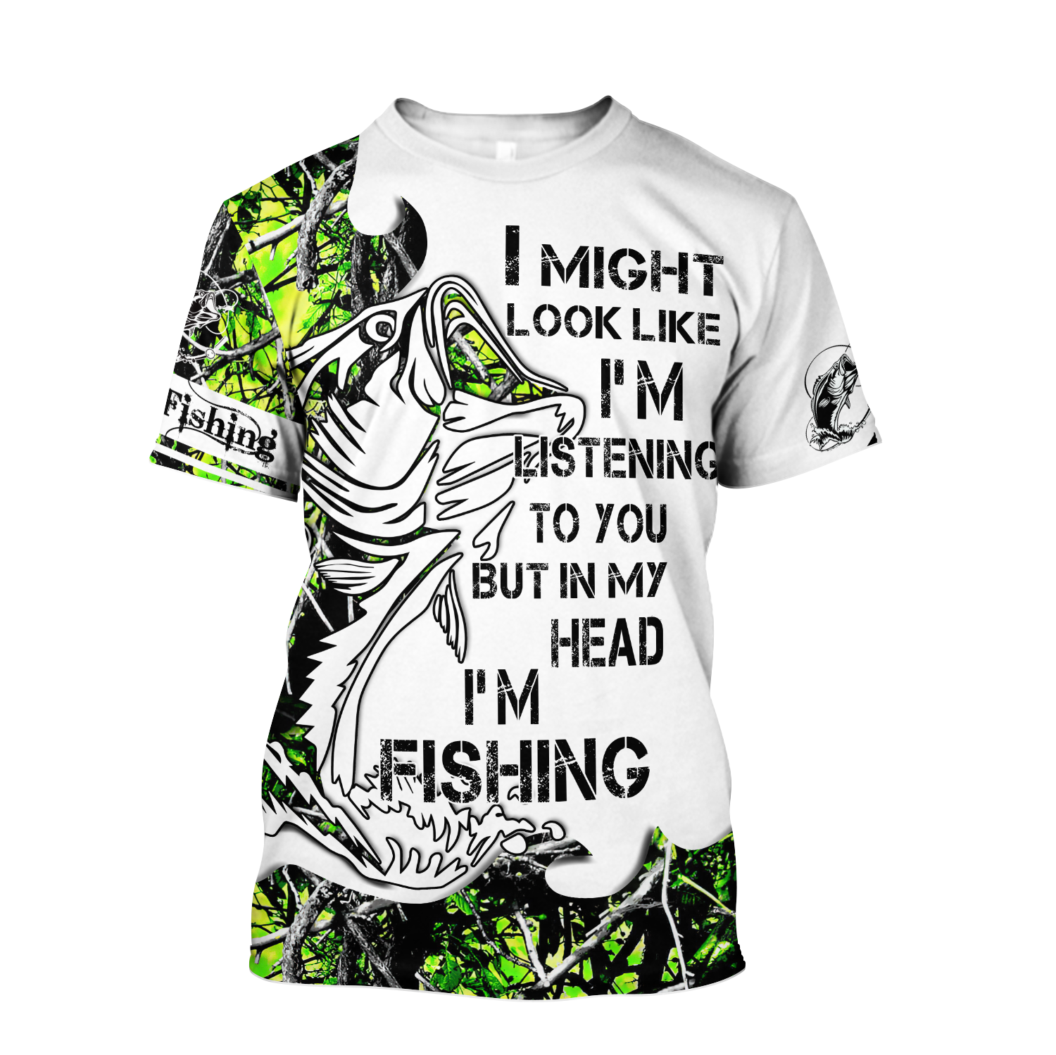 Custom name In my head I'm fishing Bass fishing Tattoo 3D print shirts