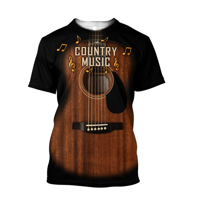 Country Music Guitar Musical Instrument 3D All Over Printed Shirts For Men And Women