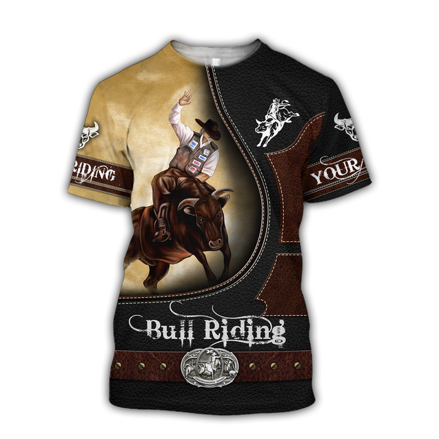 Personalized Name Bull Riding 3D All Over Printed Unisex Shirts Yellow Ver2