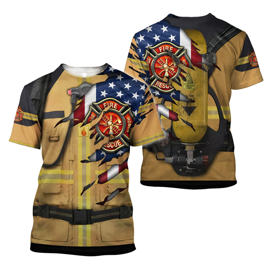 Firefighter 911 Patriot Day 3D All Over Printed Unisex Shirts