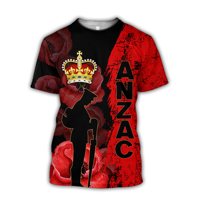 Anzac Day New Zealand Poppy 3D Printed Unisex Shirts TN NTN02042101