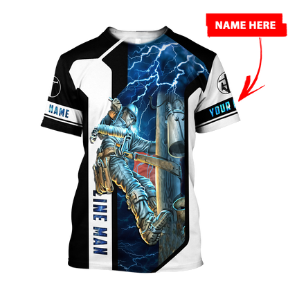 Premium Personalized 3D Print Lineman Shirts MEI