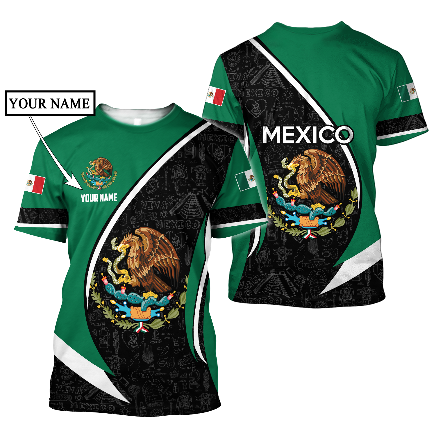Persionalized Mexico 3D All Over Printed Unisex Hoodie