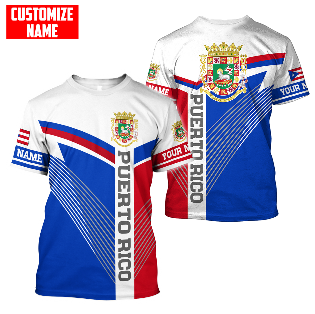 Customize Name Puerto Rico Combo T-Shirt And Board Short