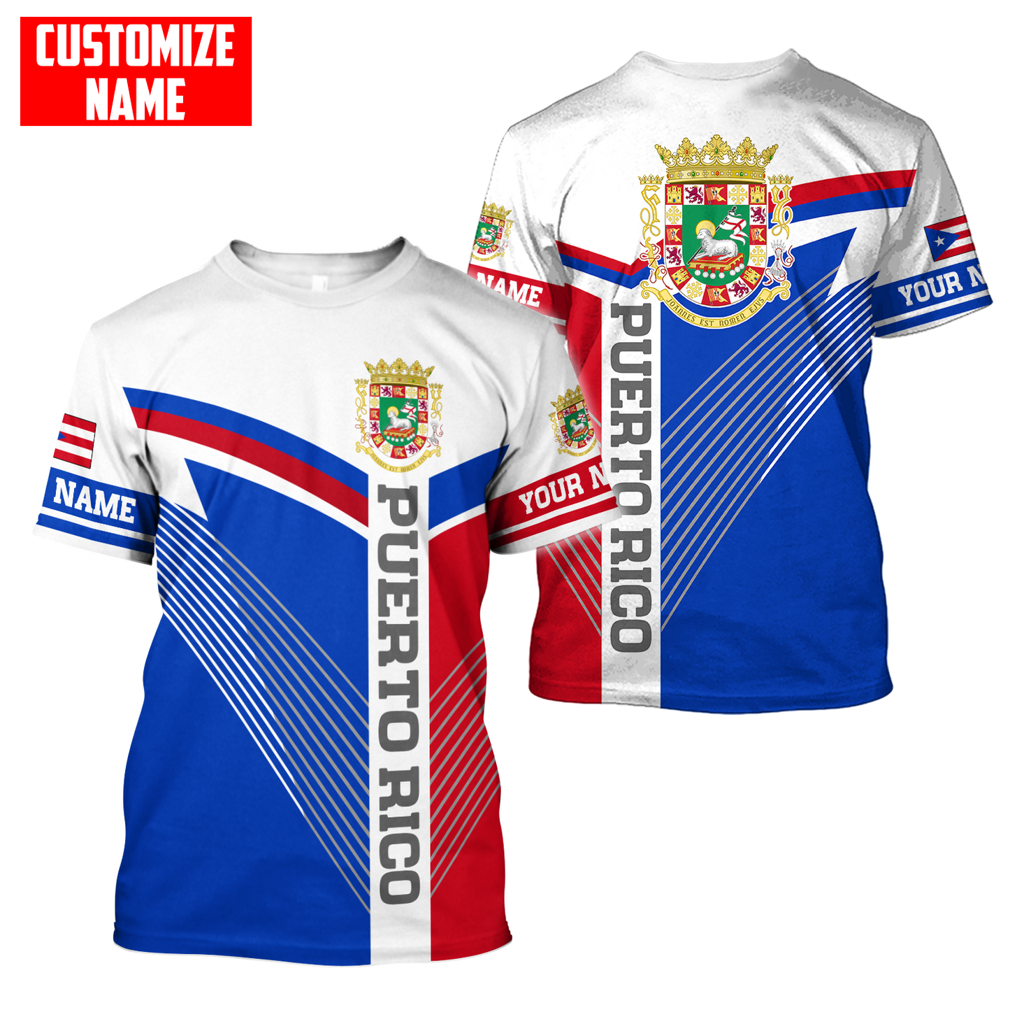 Customize Name Puerto Rico Combo T-Shirt And Board Short