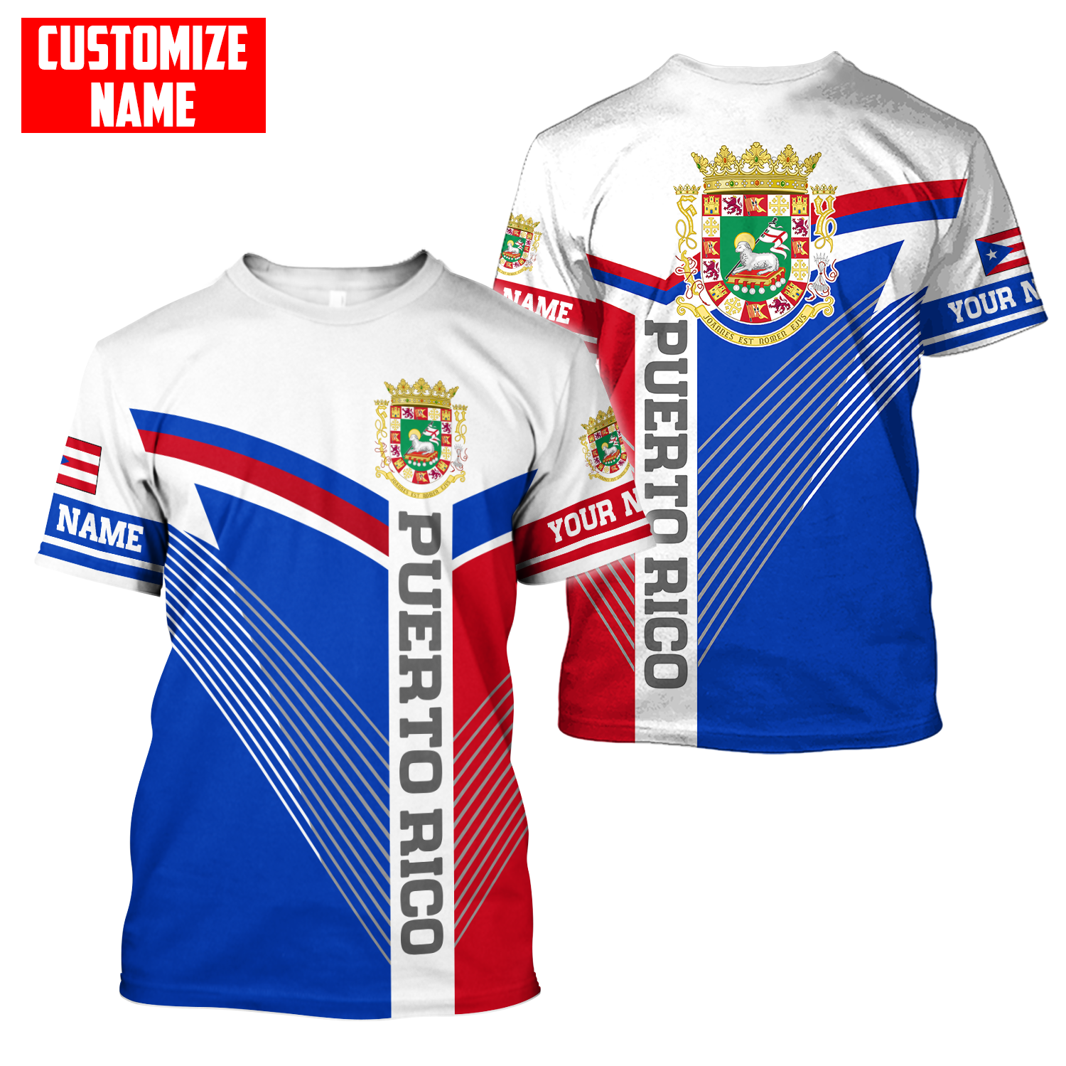 Customize Name Puerto Rico Combo T-Shirt And Board Short