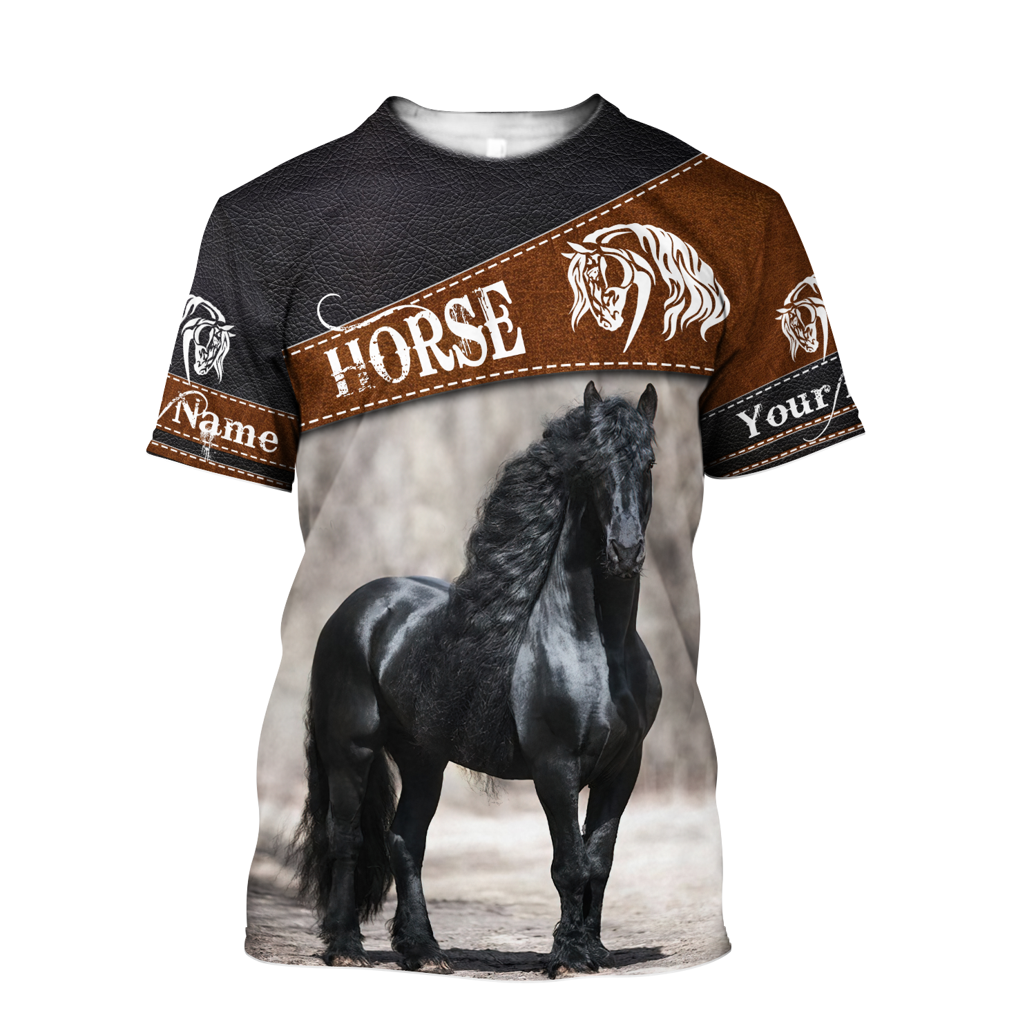 Black Horse Persionalized 3D All Over Printed Shirts