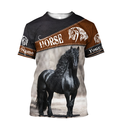 Black Horse Persionalized 3D All Over Printed Shirts