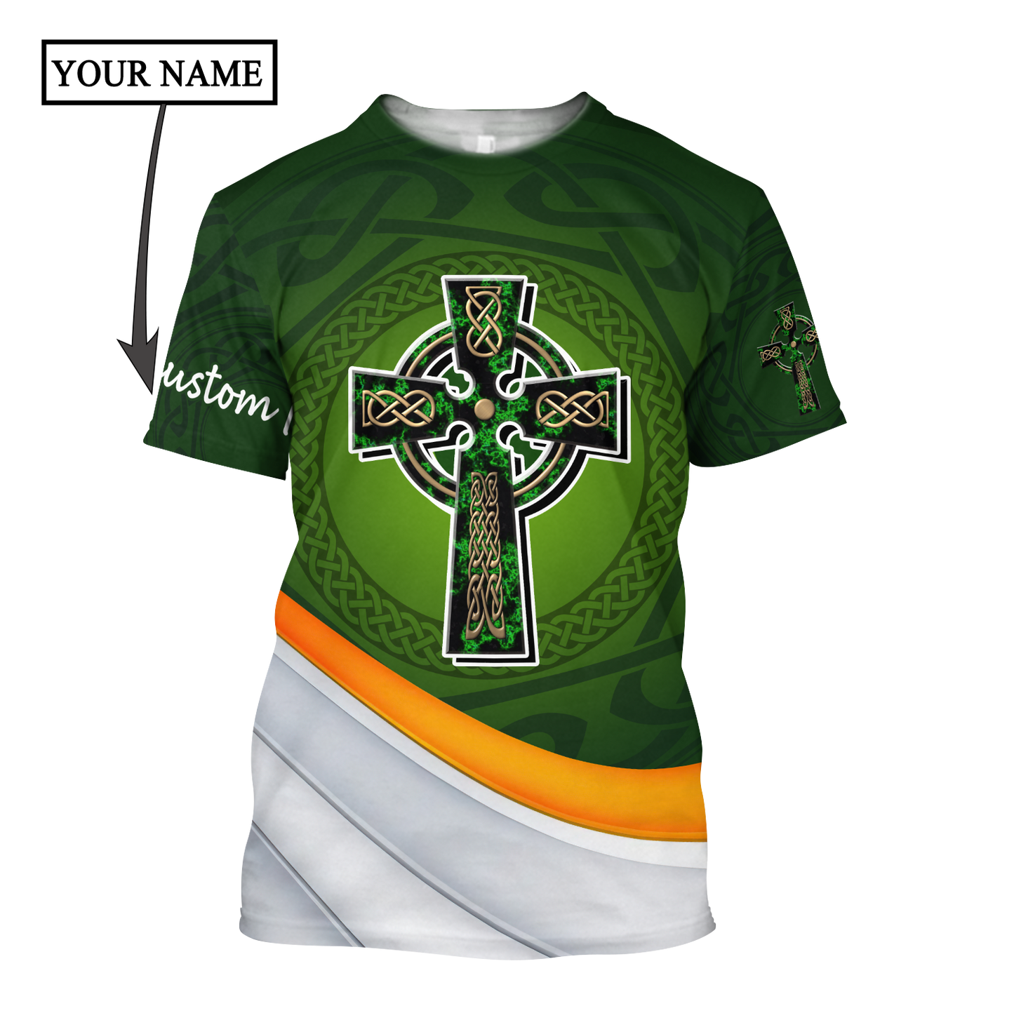 Irish St.Patrick Cross 3d hoodie shirt for men and women custom name