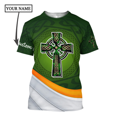 Irish St.Patrick Cross 3d hoodie shirt for men and women custom name