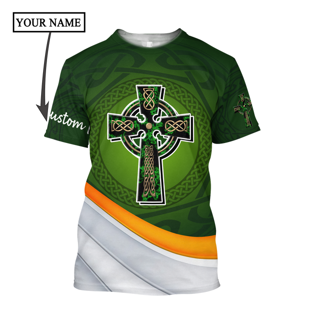 Irish St.Patrick Cross 3d hoodie shirt for men and women custom name