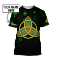 Irish St.Patrick day Celtic 3d hoodie shirt for men and women custom name