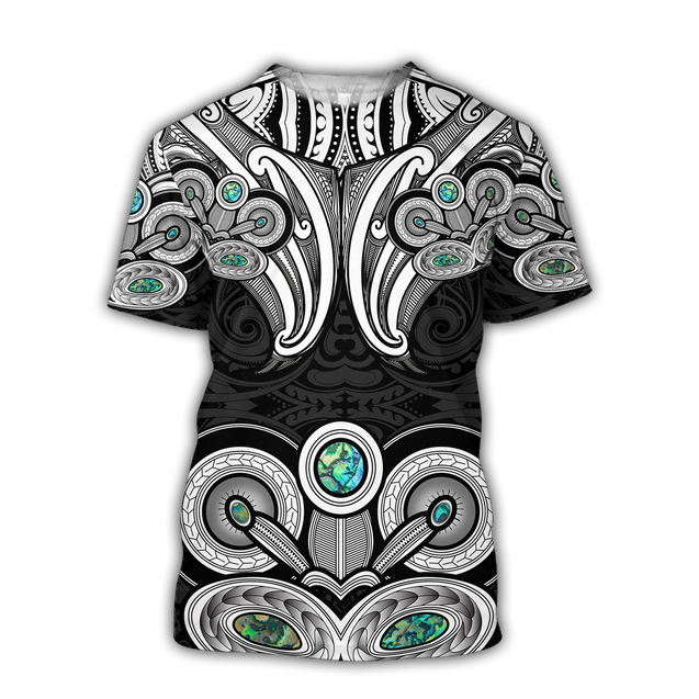 New Zealand Aotearoa Maori Tiki Silver Fern Paua Shell Unisex Deluxe Hoodie ML