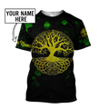 Irish tree of life St.Patrick day 3d hoodie shirt for men and women custom name