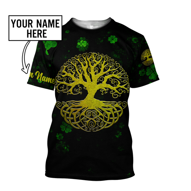 Irish tree of life St.Patrick day 3d hoodie shirt for men and women custom name