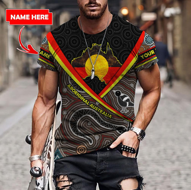 Custom name Proud to be aboriginal Totem Brown 3d printed shirts