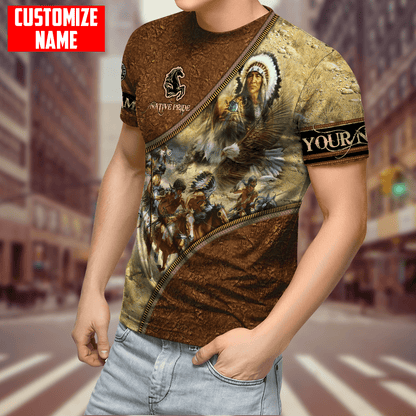 Customized name Eagle Chief Native Warrior American Spirit 3D All Over Printed Shirts
